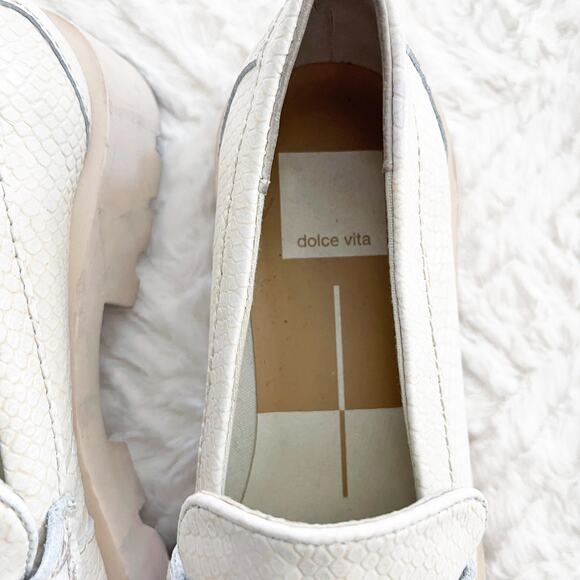 Dolce Vita Elias Flats Ivory Embossed Loafers - Picture 6 of 9